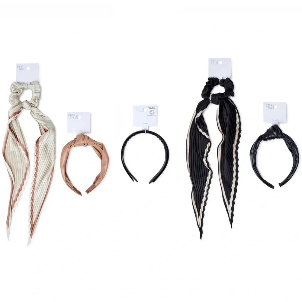 NWT 6 Piece Hair Bundle Hair Accessories Scrunchie Bow Satin Set New
